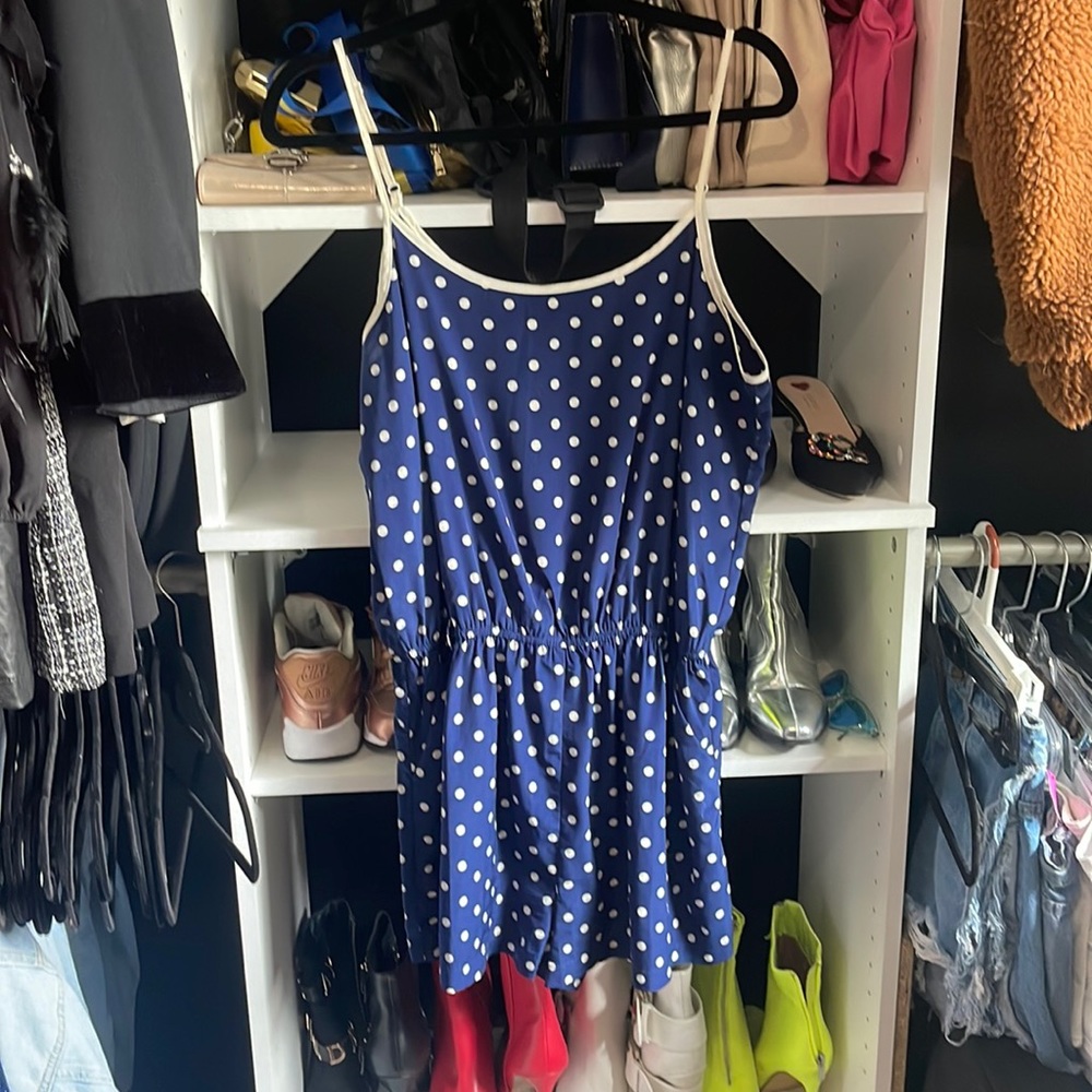 Blue polka dot romper